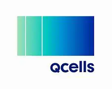 A blue and green logo for qcells